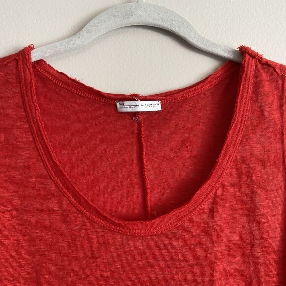 Zara WB Collection Womens Red 100% Linen Tank Top Size Medium Classic Basic - Picture 2 of 8